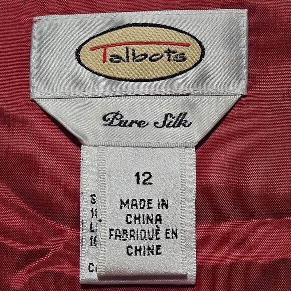 Talbots Women's Silk Top Red Medium Holiday Glam Minimalist Quiet Luxury - Picture 4 of 13